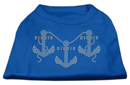 Rhinestone Anchors Shirts Blue Lg